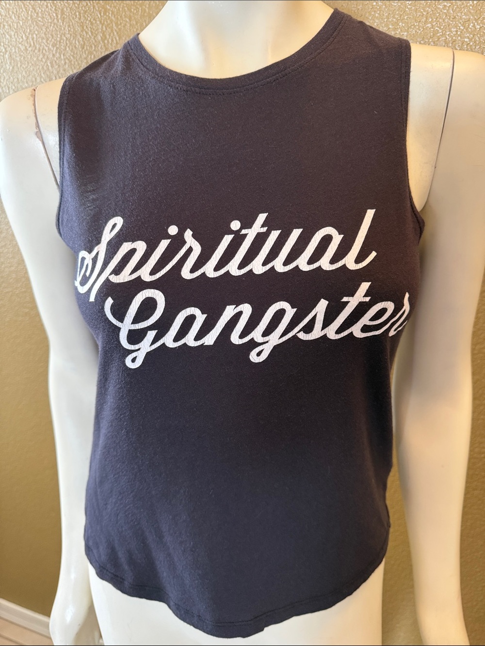 Spiritual Gangster Black Tank with White Script Logo